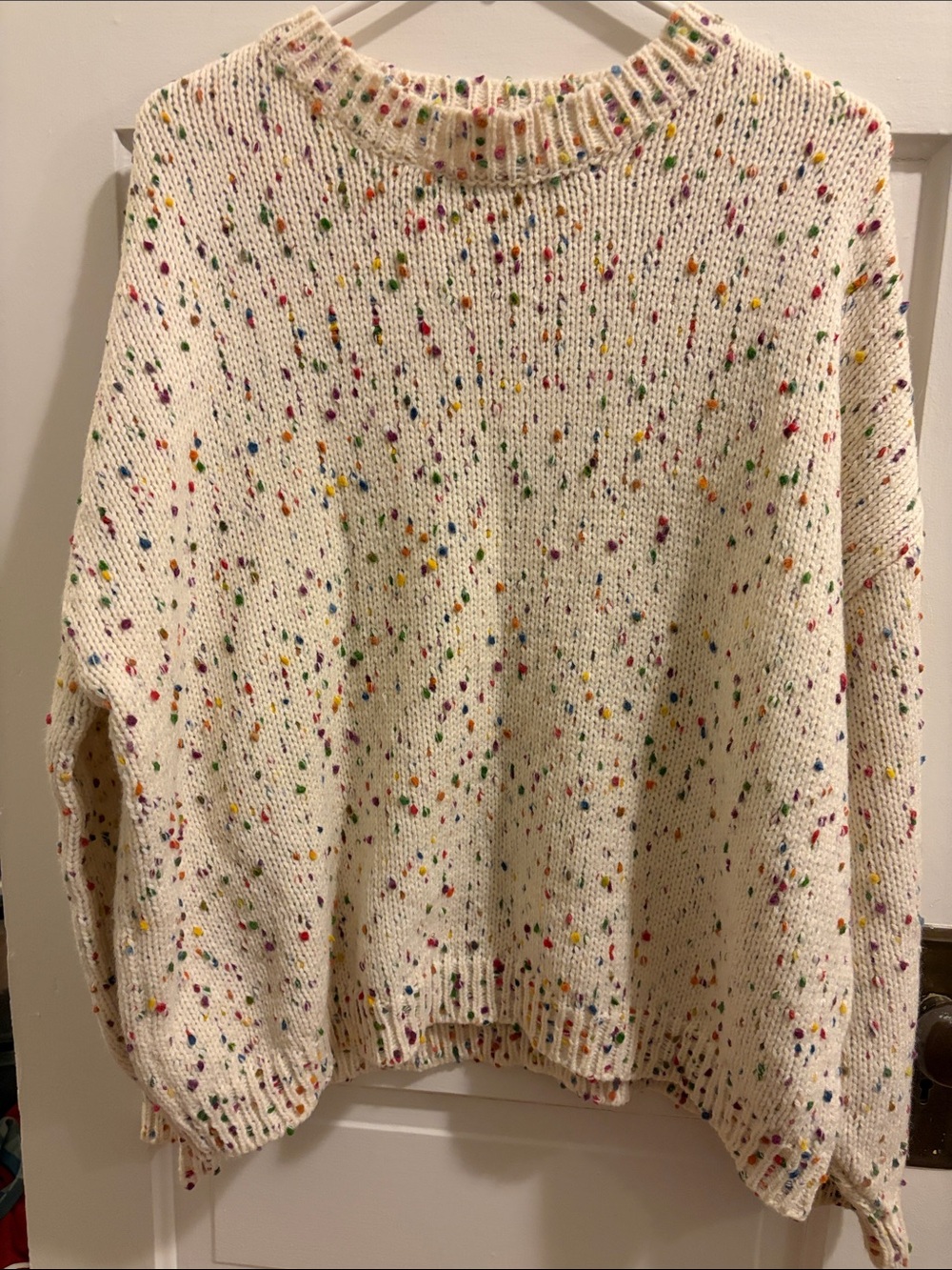 Cupshe Cream Speckled Crewneck Sweater